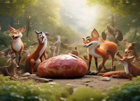 狐狸分肉故事图片（和狐狸有关的寓言故事）