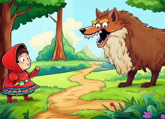 抗战小故事幼儿园简笔画 - 儿童简笔画-大灰狼与小红帽的故事