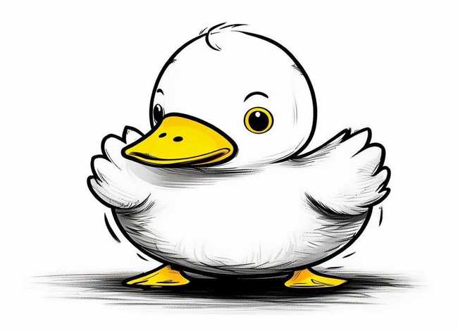 儿童图片卡通可爱 - 黑白卡通小鸭子简笔画画法图片步骤