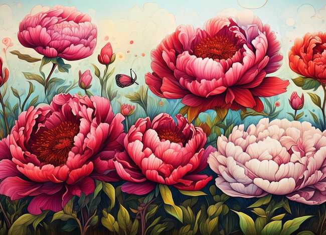 豹创意儿童画 - 创意儿童画赏析——国色天香牡丹花