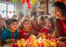 放鞭炮故事幼儿；幼儿园生活老师