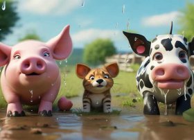 小猪的汗藏在哪里、小猫、小狗、小猪、牛从哪里流汗