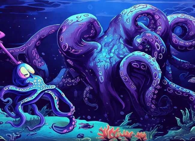 乌贼的儿童图画（抹香鲸大战巨型乌贼怎么画）