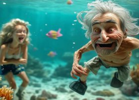 糟老头子搞笑照片 - 李艺彤会游泳吗