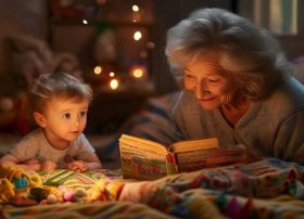 儿童故事表现完整的情节；奶奶讲的儿童睡前故事