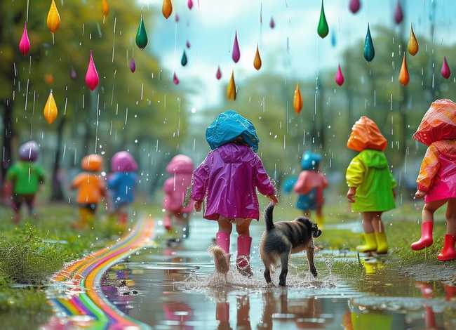 下雨天的故事绘本、绘本故事《七彩下雨天》