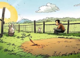 故事情景画图片、我想给这个故事画一个插画-我最喜欢的寓言故事是守株待兔