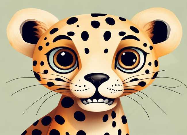 儿童绘画豹子；豹子的头部是如何绘画的