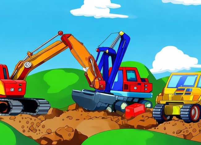 挖土机故事大全集 红色挖掘机蓝色吊车黄色推土机动画片叫什么