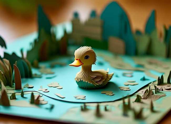 卡纸绘本制作故事立体 丑小鸭故事立体画手工制作