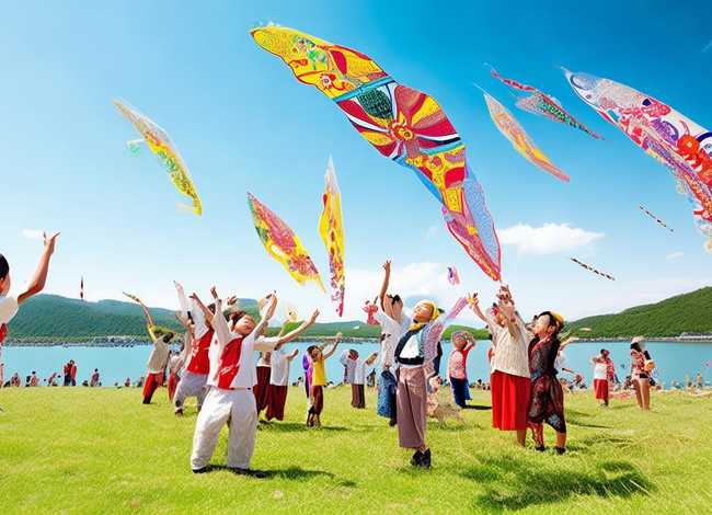 端午节故事简笔画；端午节放纸鸢简笔画