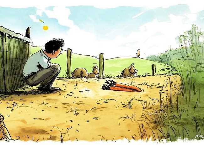 故事情景画图片、我想给这个故事画一个插画-我最喜欢的寓言故事是守株待兔怎么画插图