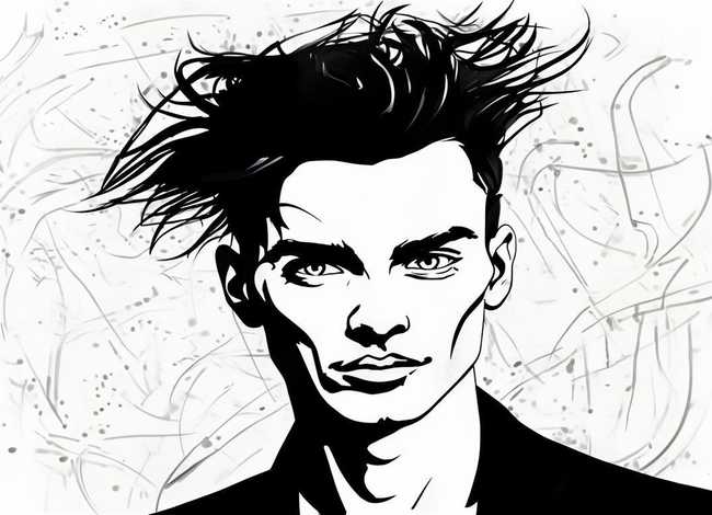 男生插画黑白图片大全；不会烂大街的小众男生头像
