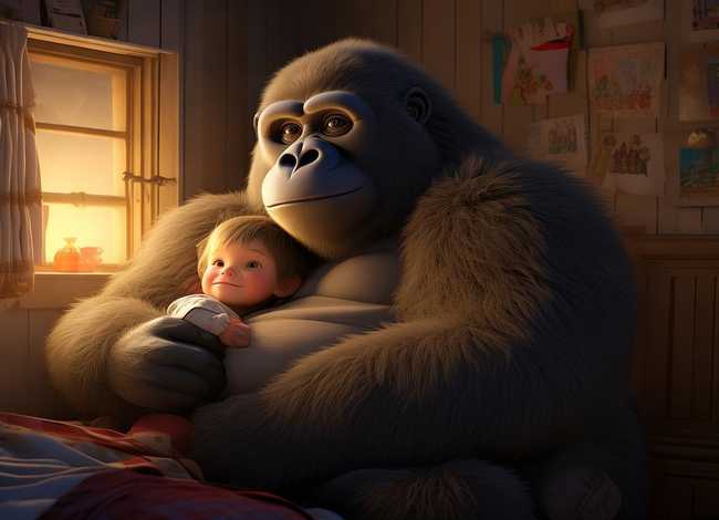 大猩猩小故事,绘本故事-《晚安,大猩猩》 大猩猩小故事,绘本故事-《晚安,大猩猩》