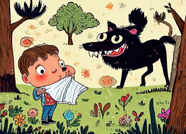 儿童故事手工绘本图片 - 说谎故事《狼来啦》儿童故事绘本分享