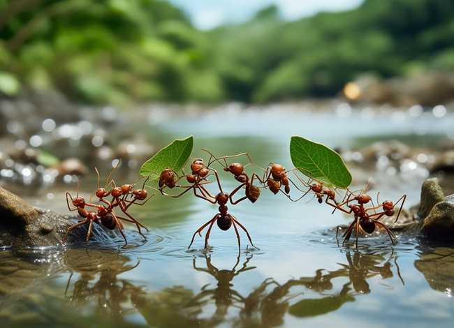 蚂蚁过河故事完整版；三年级看图作文200字-蚂蚁过河