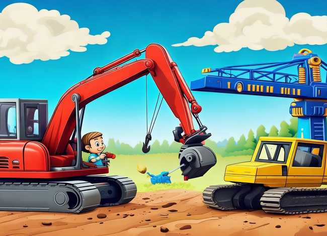儿童吊车的故事（红色挖掘机蓝色吊车黄色推土机动画片叫什么）