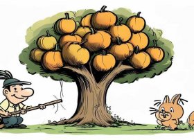 幼儿成语故事画，成语故事守株待兔简笔画