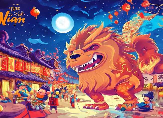 有关于年兽的儿童绘本故事、英文绘本故事The Legend of Nian 年的故事