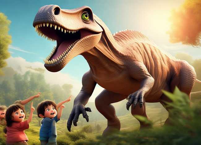 小飞讲故事 三个小孩有恐龙的动画片