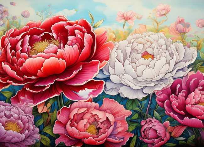 豹创意儿童画 - 创意儿童画赏析——国色天香牡丹花