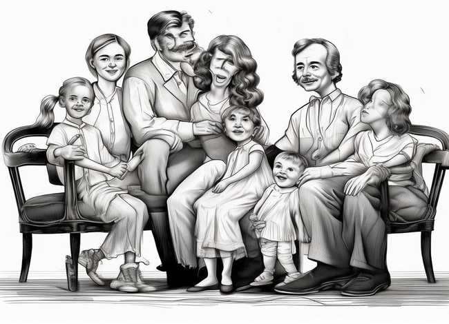 插画手绘黑白高清大图 - 插画图片家庭黑白色-求图-黑白手绘插画的步骤!