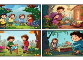 4个简单幼儿故事连环画、成语故事连环画(四格)