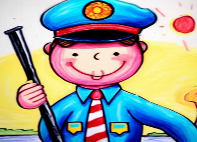 领带儿童画图片、简笔画警察怎么画