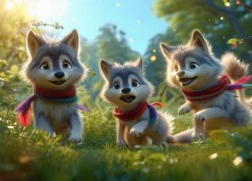 三只小狼的故事绘本；改编后的经典童话故事,妙趣横生