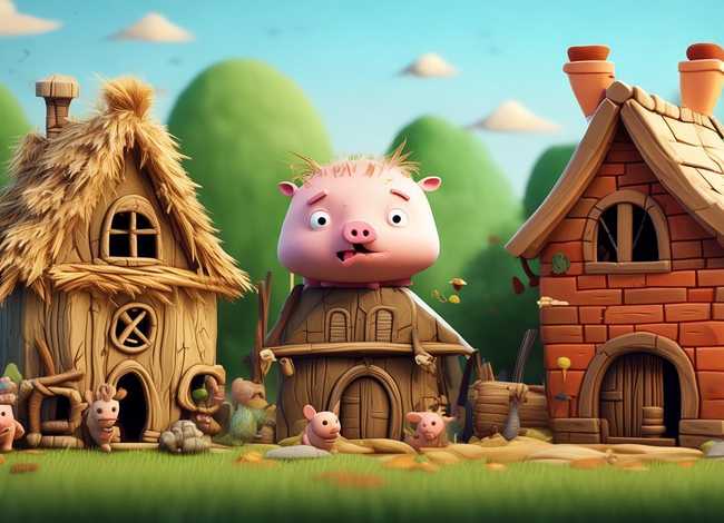 3只小猪盖房子儿童故事，三只小猪盖房子的故事男配音