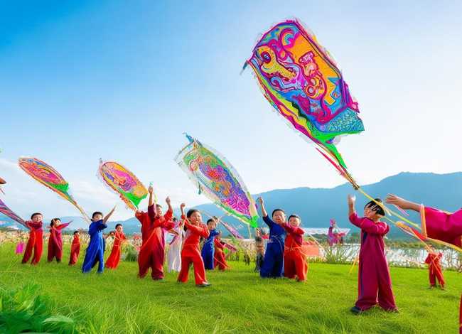 端午节故事简笔画；端午节放纸鸢简笔画