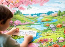 春天故事简笔画、春天简笔画一年级