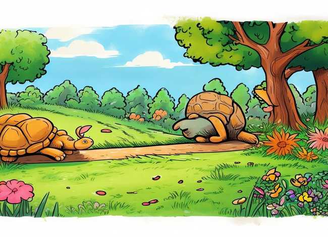 儿童故事简笔画图片打印版简单 龟兔赛跑故事的简笔画图片 儿童故事简笔画图片打印版简单 龟兔赛跑故事的简笔画图片