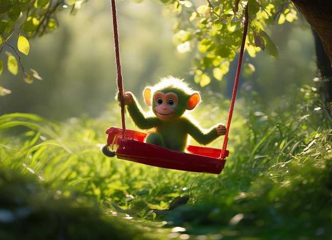 荡秋千的故事、趣味童话故事-荡秋千的小猴