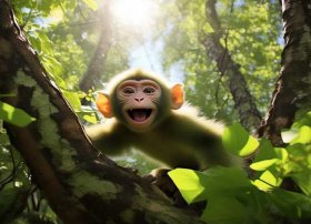 播放猴子的故事；小猴子上山的故事