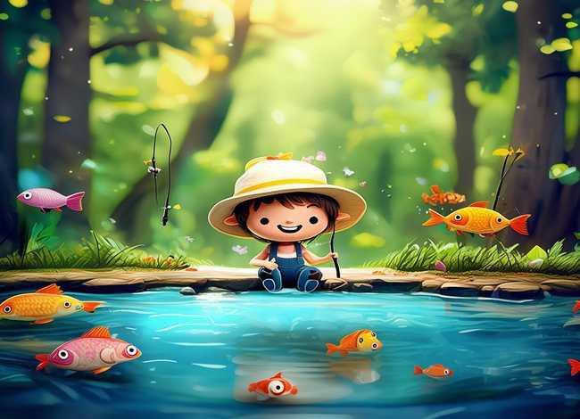 自制故事小书5张带图片 幼儿自制小猫钓鱼故事小书