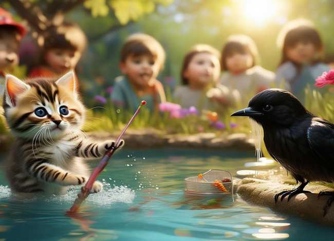 小猫钓鱼乌鸦喝水儿童故事视频 适合幼儿小班的故事 小猫钓鱼乌鸦喝水儿童故事视频 适合幼儿小班的故事