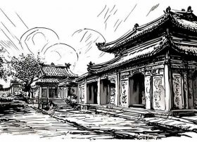 历史黑白插画图片手绘、敦煌中国古风插画手绘精品图片分享