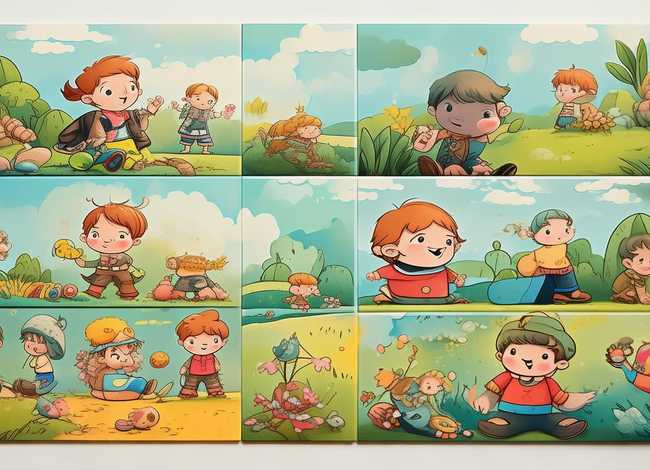 儿童故事连环画6幅图作品、五年级连环画6张故事画