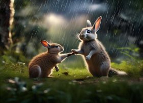 小袋鼠的故事完整版 小兔子帮助小袋鼠躲雨的故事