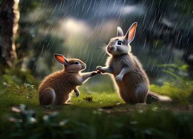 小袋鼠的故事完整版 小兔子帮助小袋鼠躲雨的故事