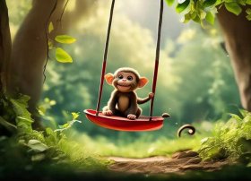 荡秋千的故事、趣味童话故事-荡秋千的小猴