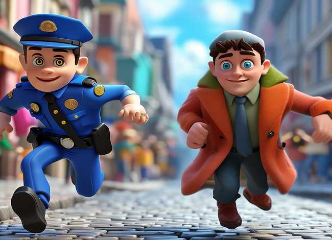 警察抓小偷的儿童动画片、谁是好人,谁是坏蛋