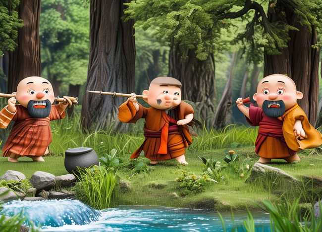 儿童故事三个和尚绘本ppt、经典童话故事系列绘本-三个和尚内容简介