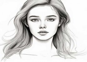 黑白线稿插画人物；黑白女生插画图片-女生头像怎么画