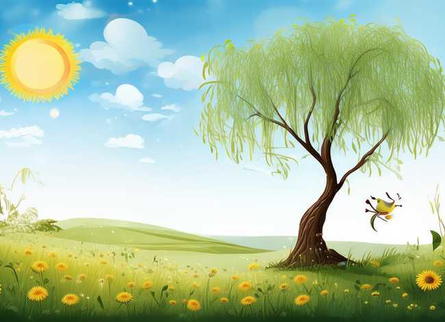 柳树童话(柳树太阳小草小鸟向日葵来编童话) 柳树童话(柳树太阳小草小鸟向日葵来编童话)