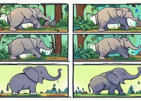 儿童小故事简笔画 小象找妈妈的寓言故事八格简笔画图
