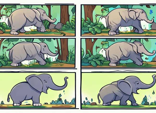 儿童小故事简笔画 小象找妈妈的寓言故事八格简笔画图