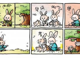 成语故事的画；守株待兔连环画四幅简笔画手抄报 手抄报模板大全