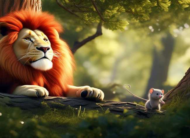 英文故事图文 - 狮子与老鼠英文绘本故事